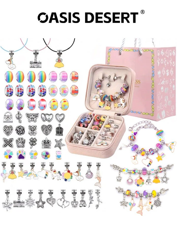 OASIS DESERT 66-Piece DIY Jewelry Bracelet Making Kit, Unicorn Mermaid Handmade Gift Set, Comes with Jewelry Box - Image 1
